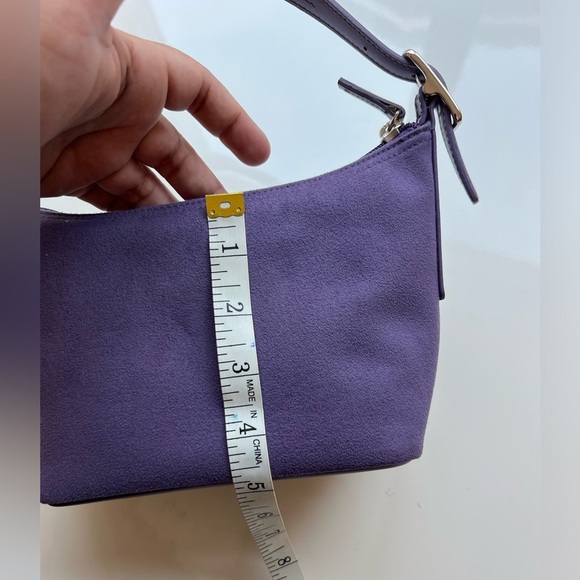 Y2K Vintage Liz Claiborne Purple Top Handle Top Zip Mini Shoulder Bag - Picture 6 of 13